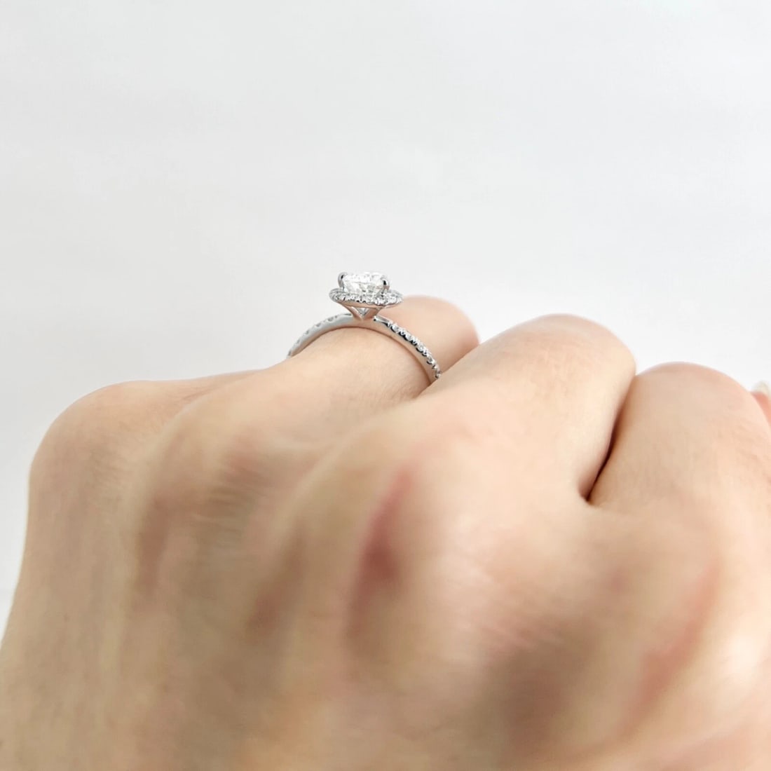 GIA Pear Diamond Halo Engagement Ring 14K White Gold, 1.42 CTW - 7