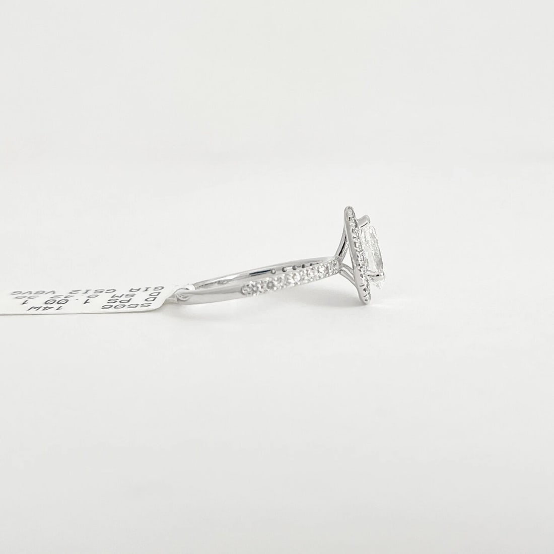 GIA Pear Diamond Halo Engagement Ring 14K White Gold, 1.42 CTW - 8