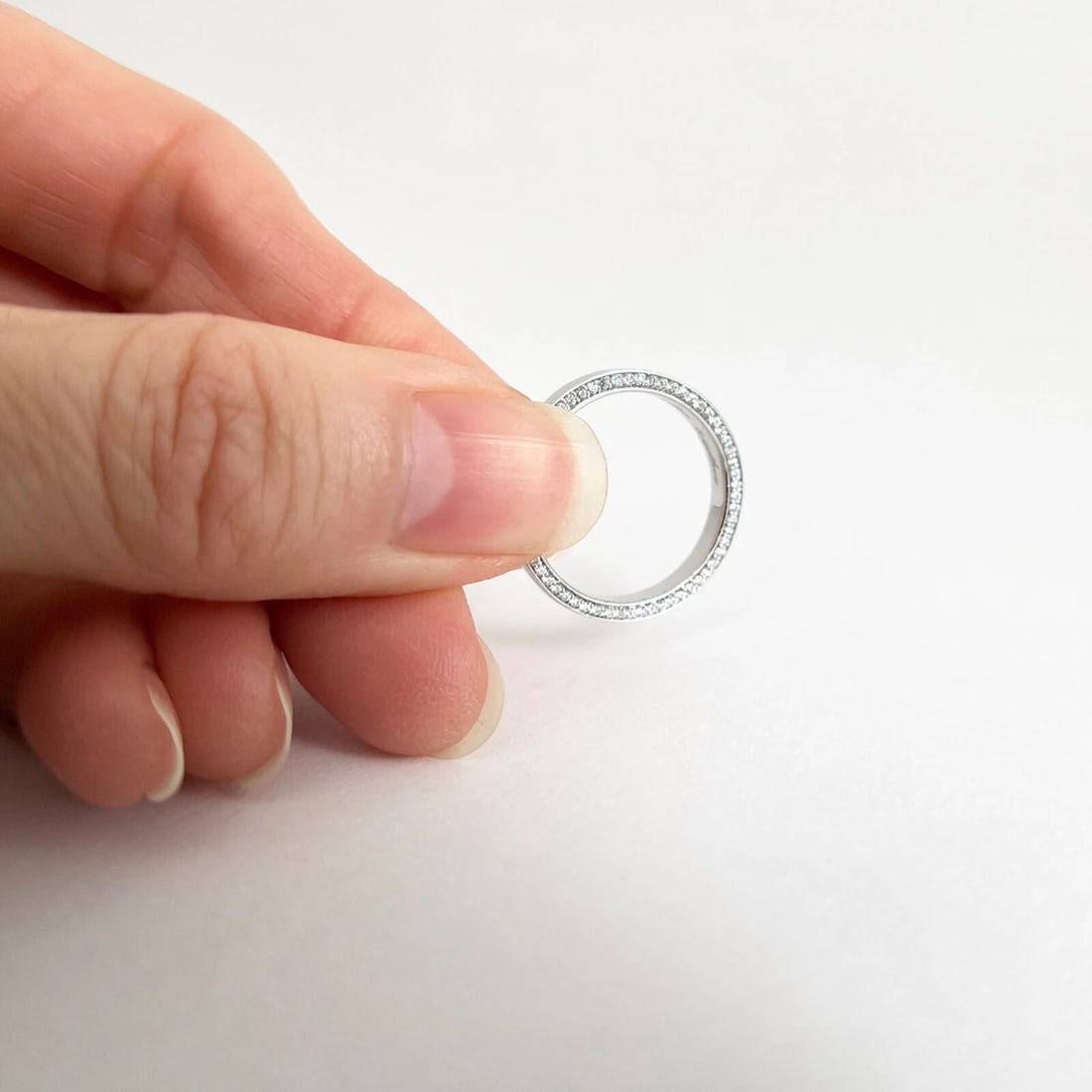 Side-Set Diamond Eternity Ring Wedding Band Platinum, Size 6.25, 1.02 CTW - 3