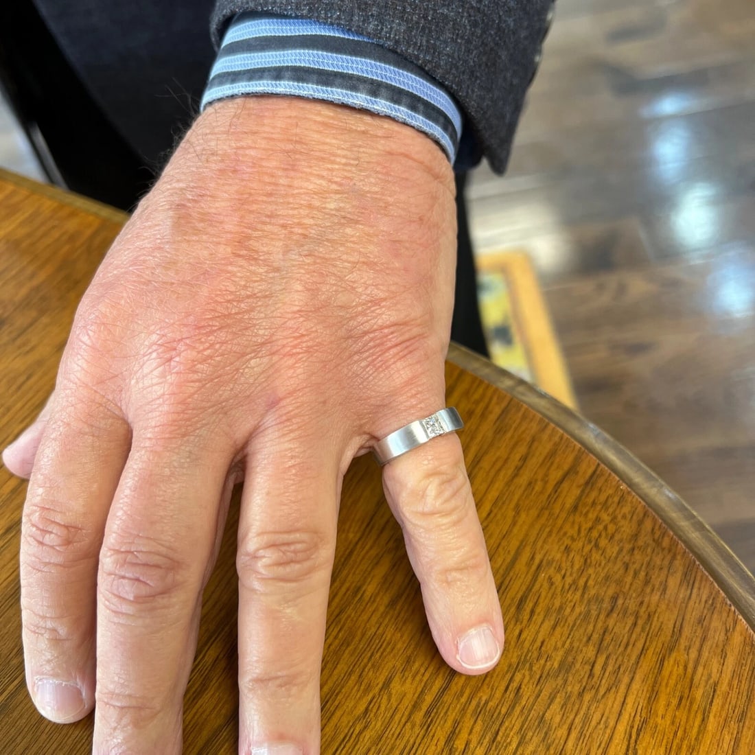 Men's Princess Cut Diamond Solitaire Satin Wedding Band Ring Platinum, .45 CTW - 4