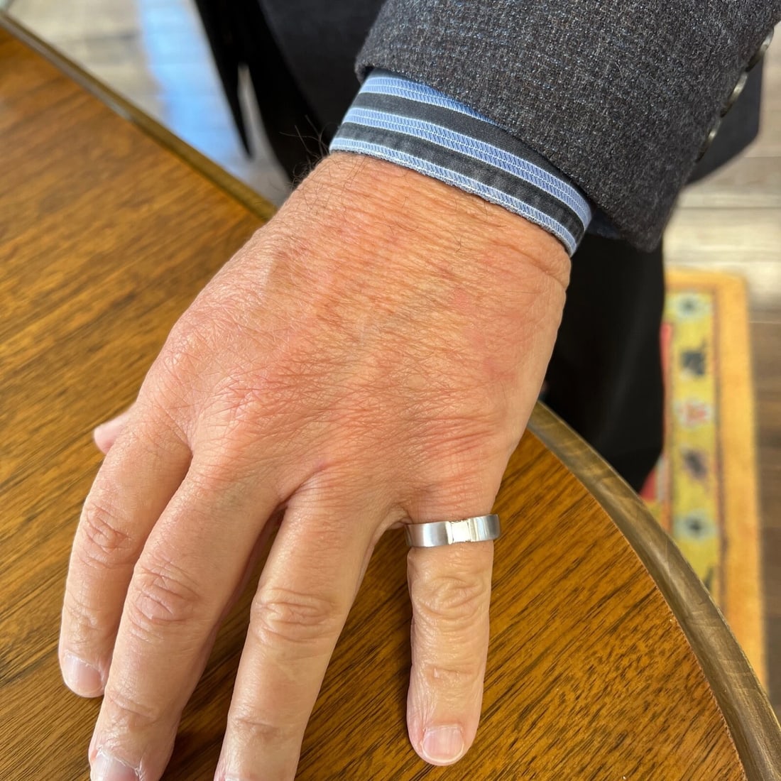 Men's Princess Cut Diamond Solitaire Satin Wedding Band Ring Platinum, .45 CTW - 6