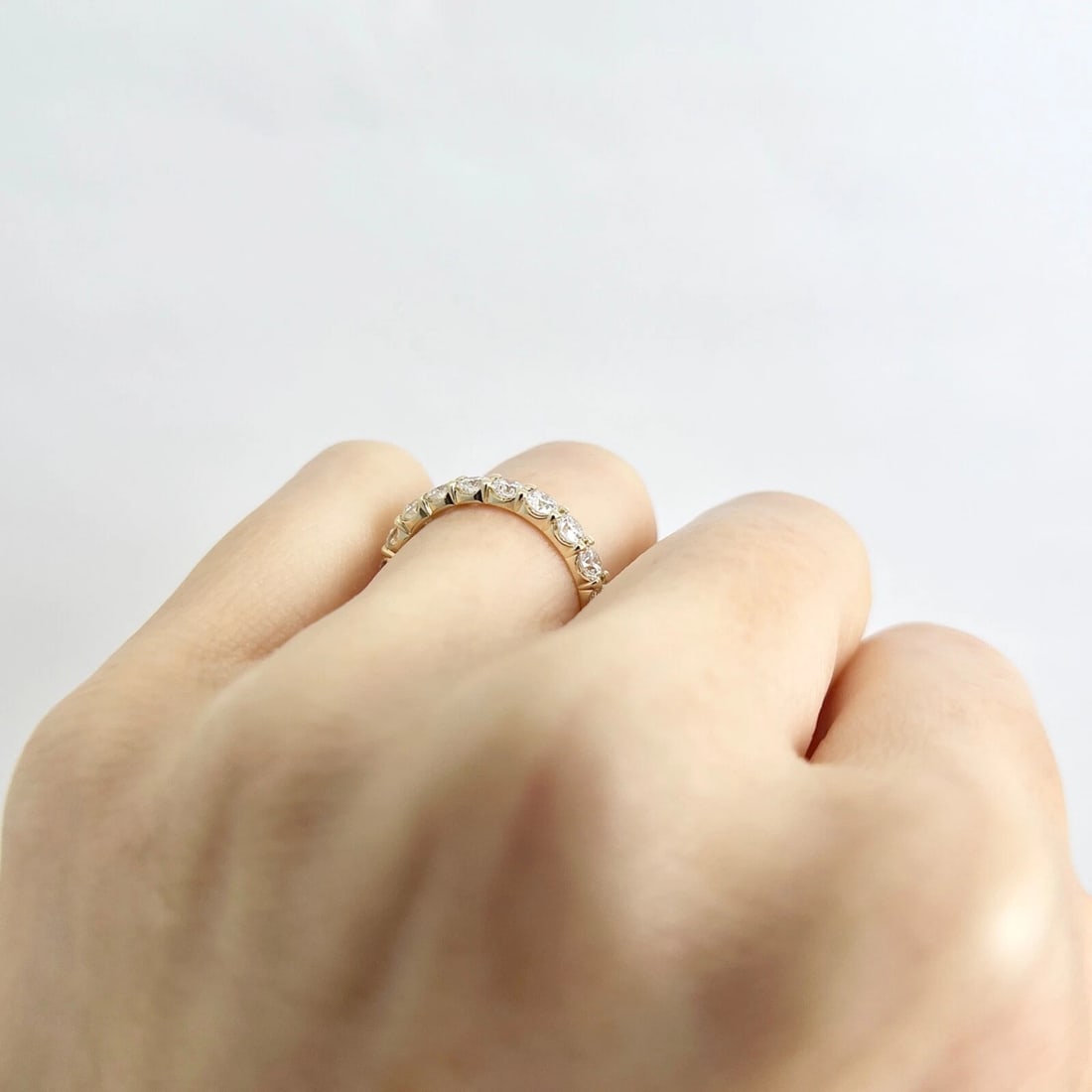 Round Diamond Eternity Ring Wedding Band 14K Yellow Gold, 2.10 CTW, Size 6.25 - 7