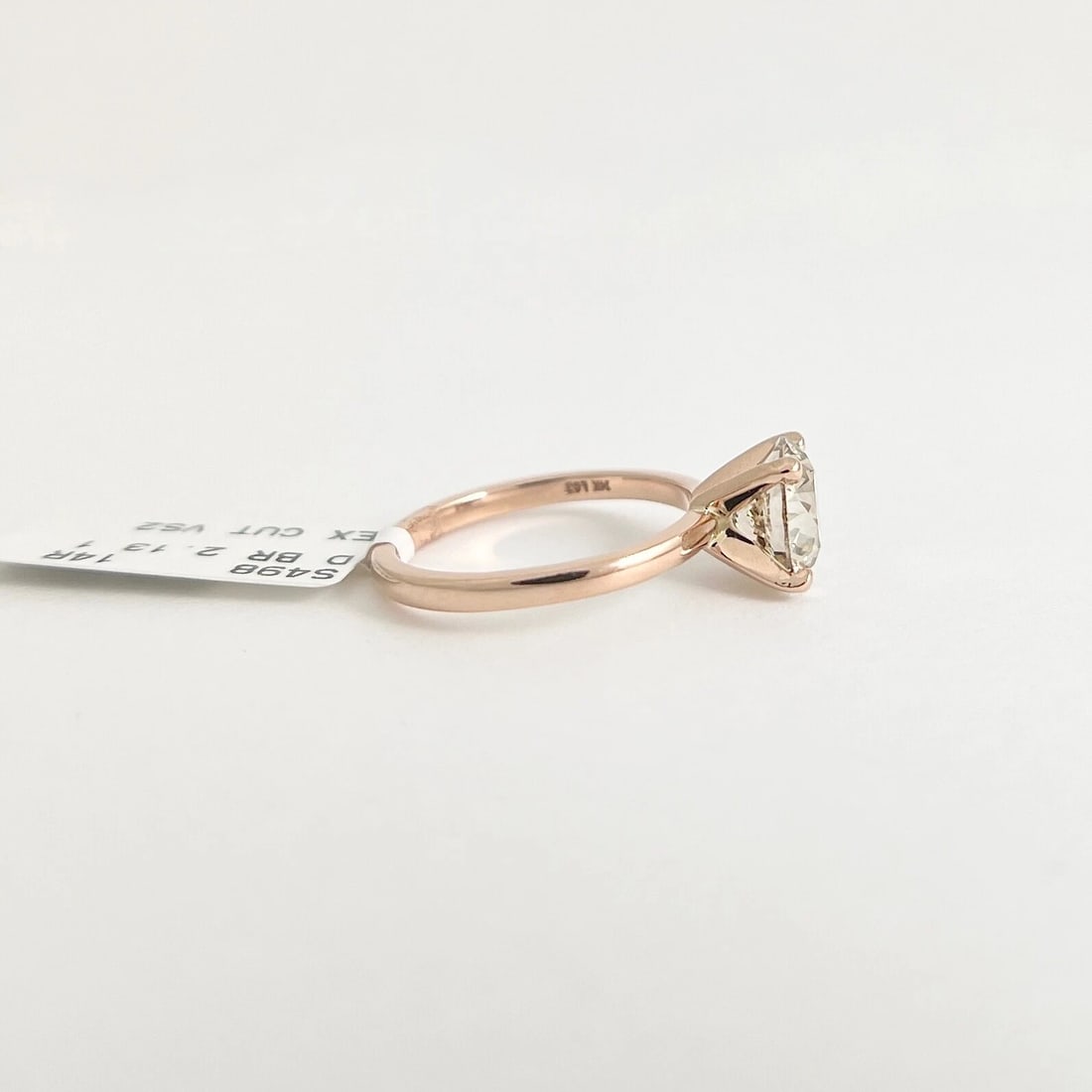 Round Solitaire Champagne Diamond Engagement Ring 14K Rose Gold, 2.13 CT - 8