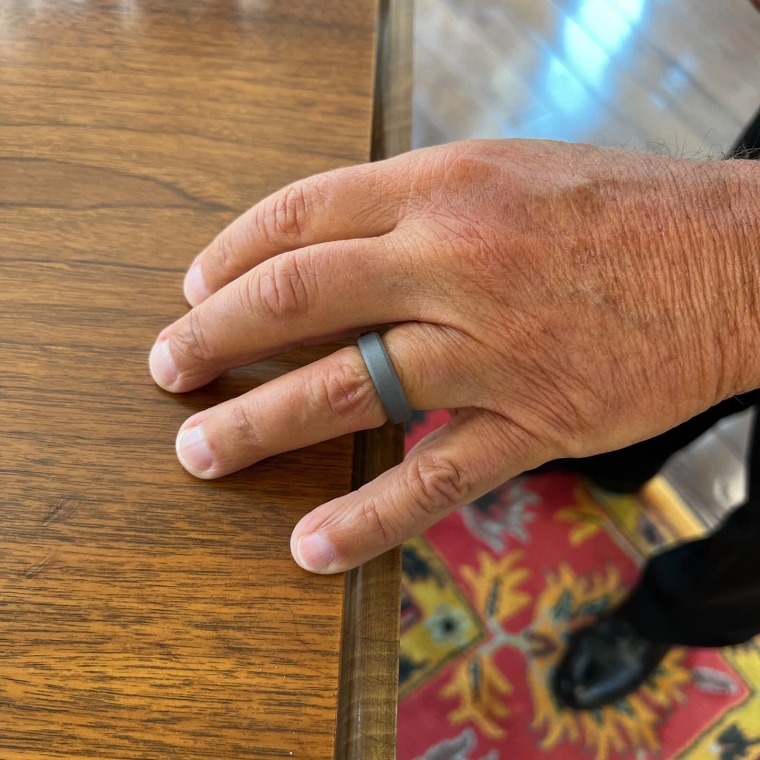 Men's Dark Grey Sandblasted Wedding Band Ring Tungsten Carbide, Size 10, 6 mm - 3