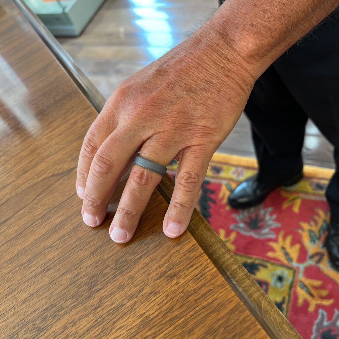 Men's Dark Grey Sandblasted Wedding Band Ring Tungsten Carbide, Size 10, 6 mm - 5