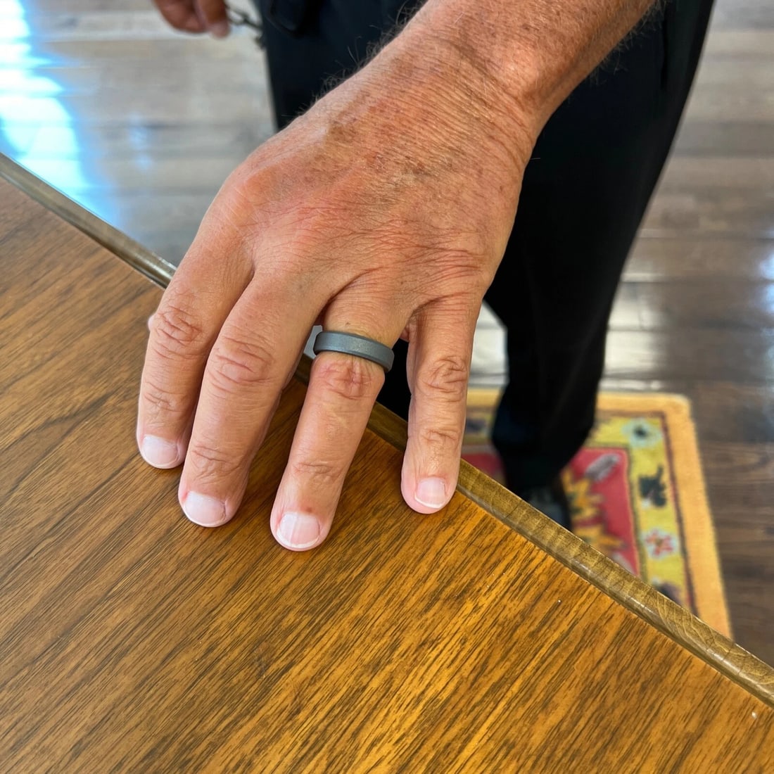 Men's Dark Grey Sandblasted Wedding Band Ring Tungsten Carbide, Size 10, 6 mm - 6