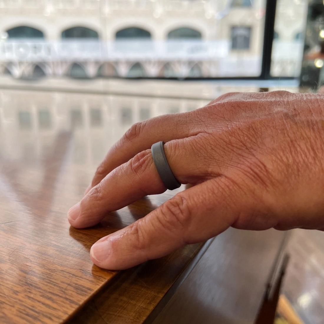 Men's Dark Grey Sandblasted Wedding Band Ring Tungsten Carbide, Size 10, 6 mm - 7