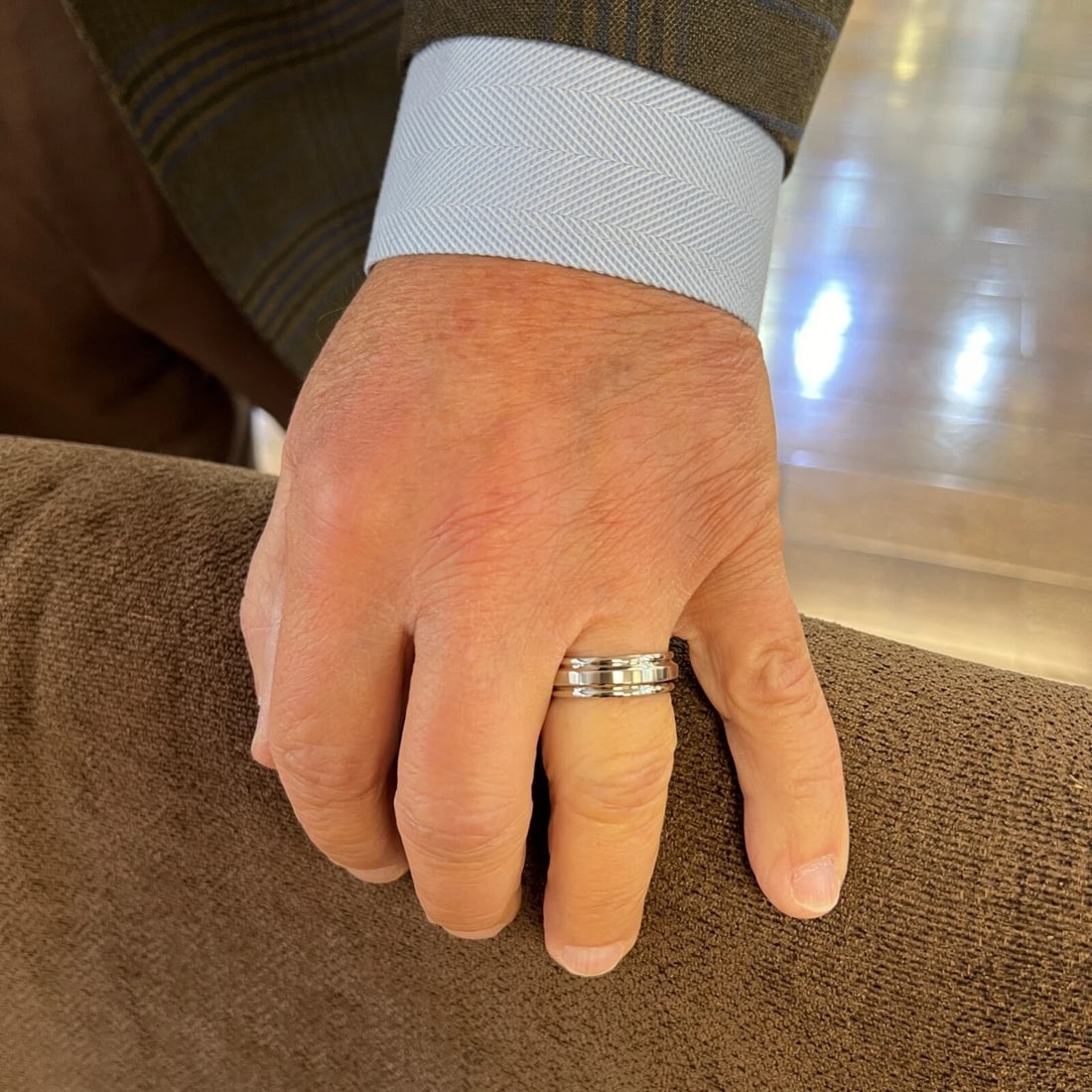 Men's Wide Grooved Wedding Band Ring Stainless Steel, Size 10, 7 mm - 5