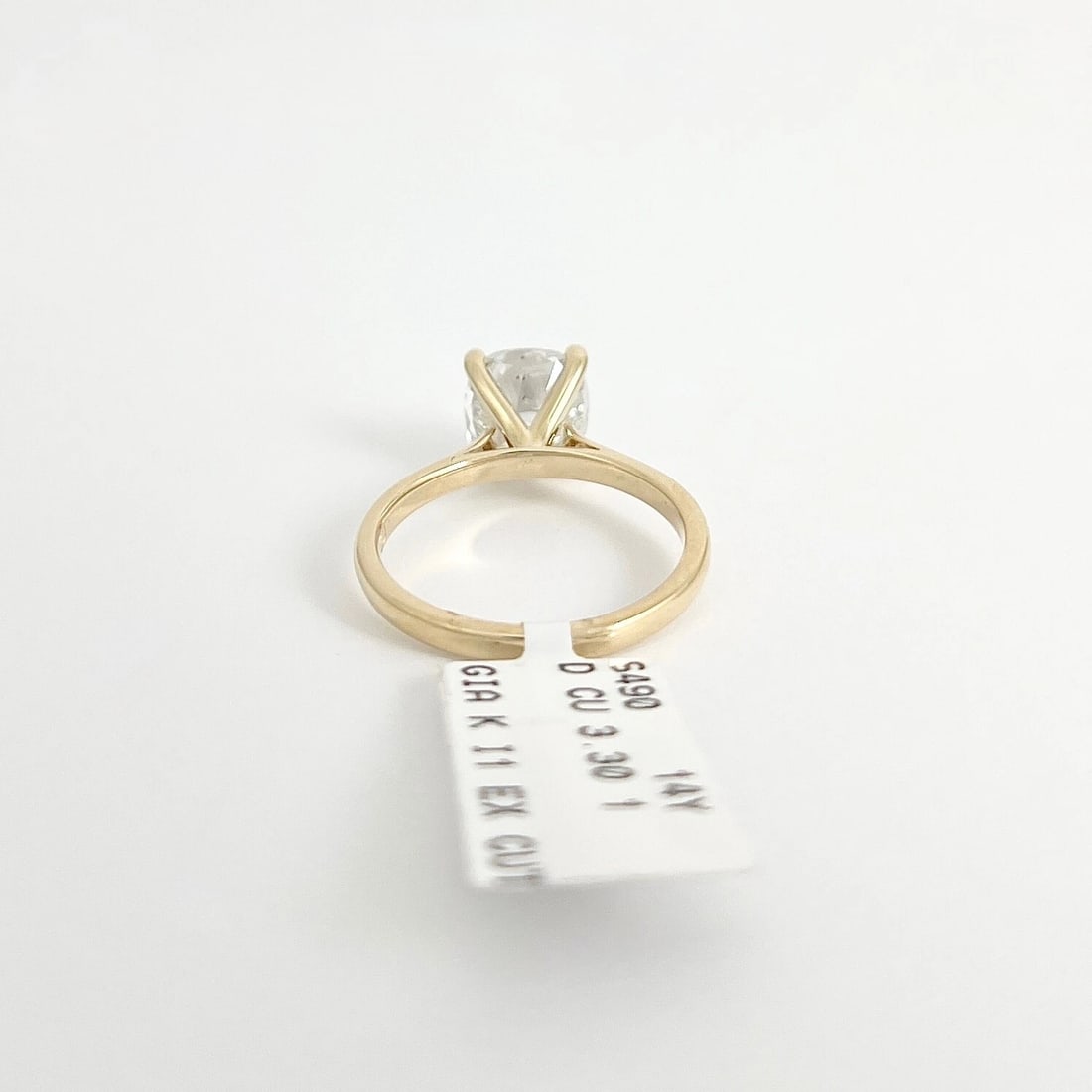 GIA Cushion Diamond Solitaire Engagement Ring 14K Yellow Gold, 3.30 CT - 9