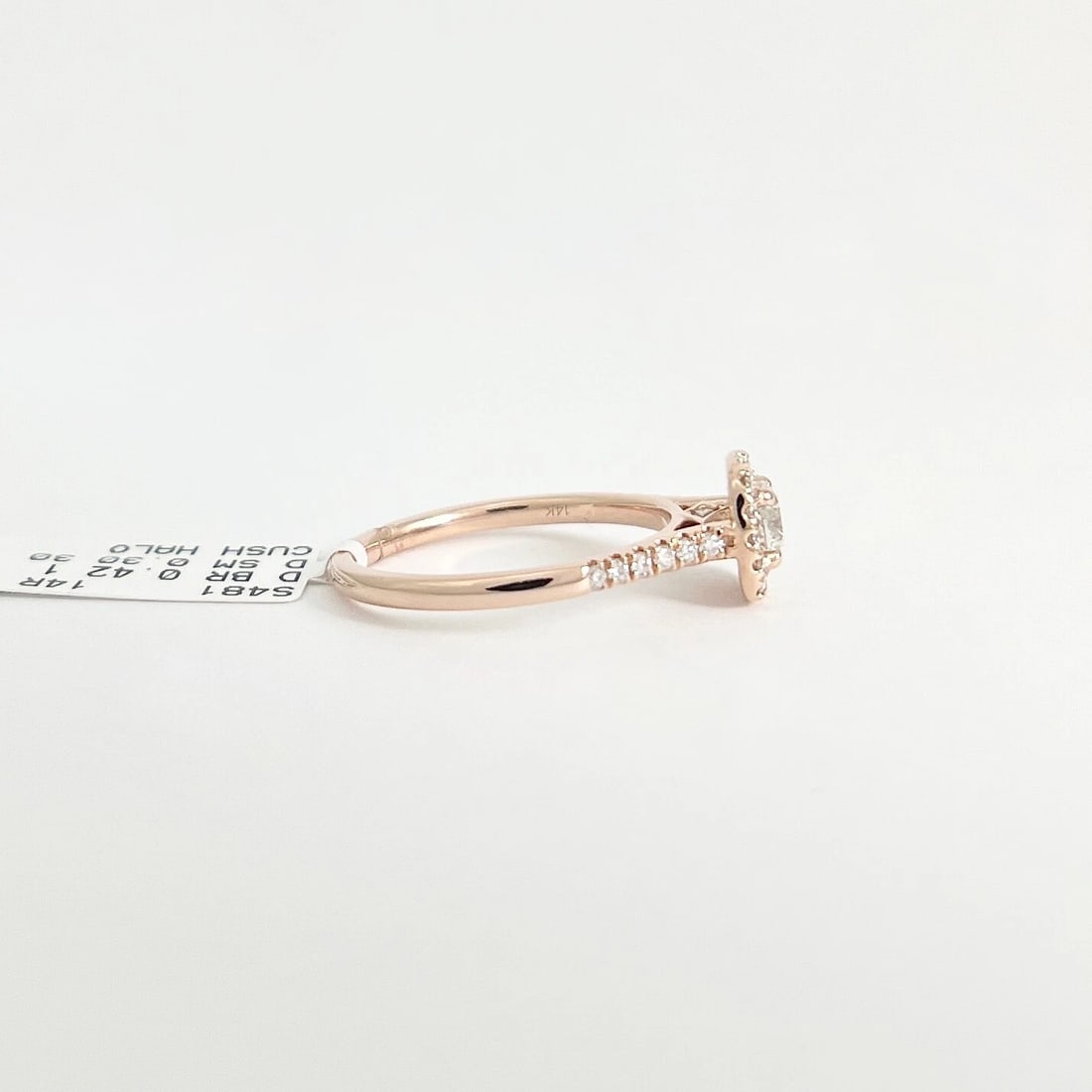 Round Diamond Cushion Halo Engagement Ring 14K Rose Gold, .72 CTW - 8