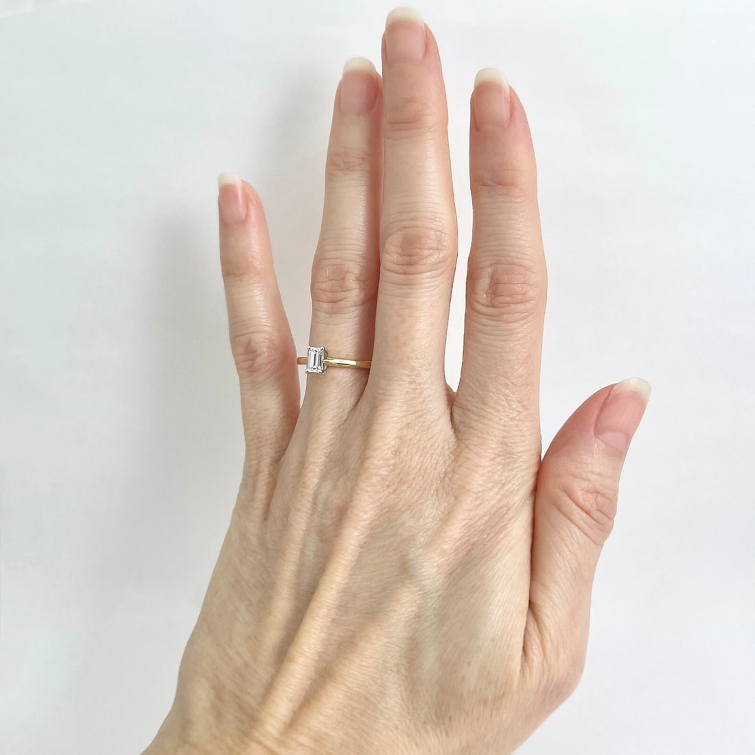 Emerald Cut Diamond Solitaire Engagement Ring 18K Yellow Gold, .35 CT - 4