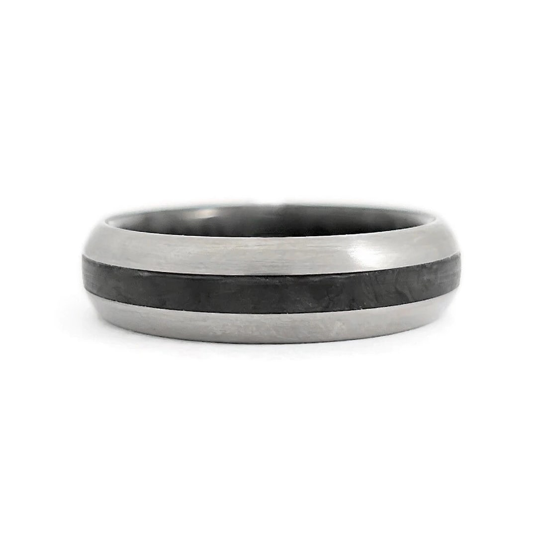 Men's Titanium Black Forged Carbon Wedding Band Ring, Size 10.75, 6.3 mm (1 of 8)