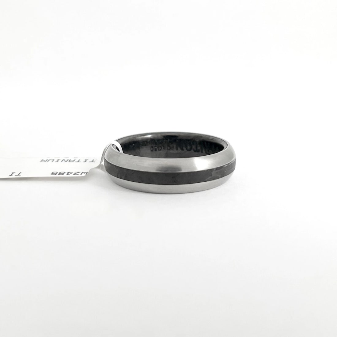 Men's Titanium Black Forged Carbon Wedding Band Ring, Size 10.75, 6.3 mm - 7