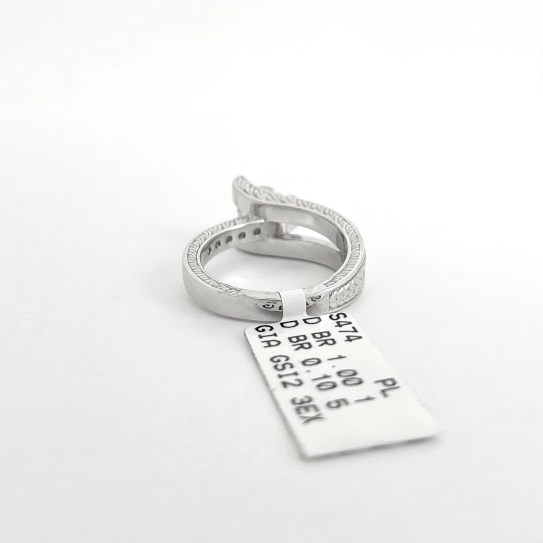 GIA Round Diamond Channel-Set Asymmetrical Engagement Ring Palladium, 1.10 CTW - 9