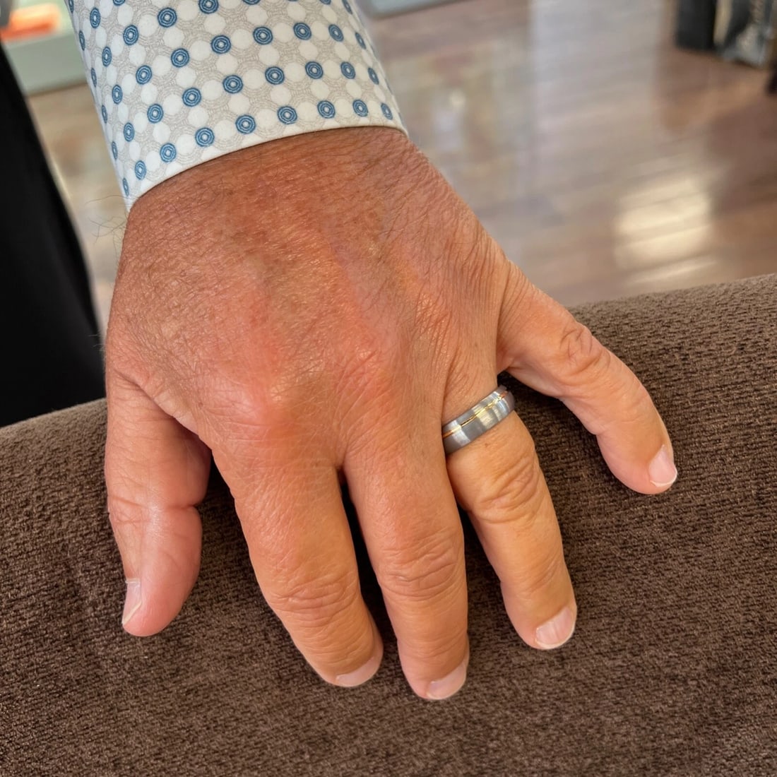 Men's Gray Gold Satin Wedding Band Ring Tungsten Carbide, Size 10, 6.5 mm - 5