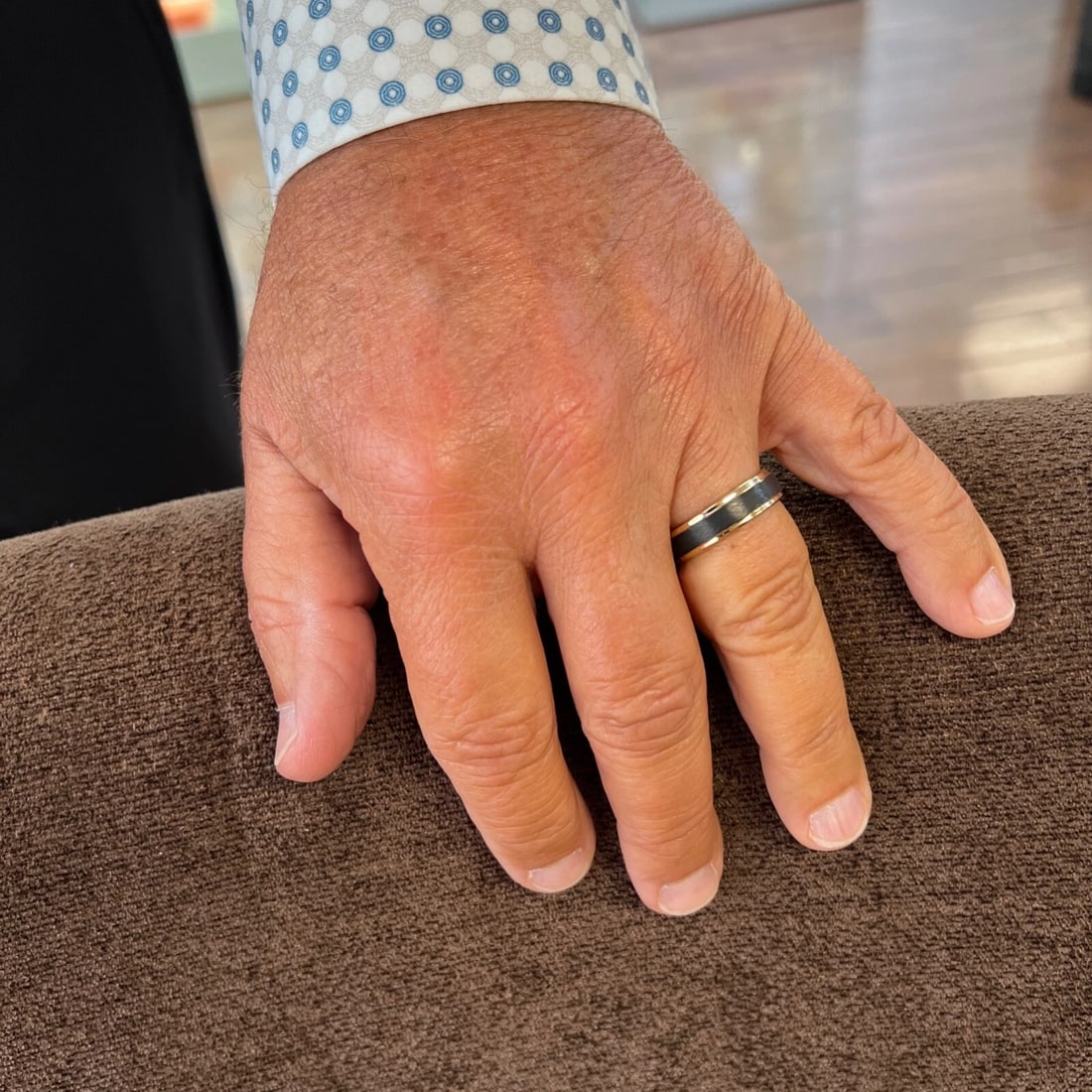 Men's Gold Black Crystalline Wedding Band Ring Tungsten Carbide, Size 10, 6 mm - 5