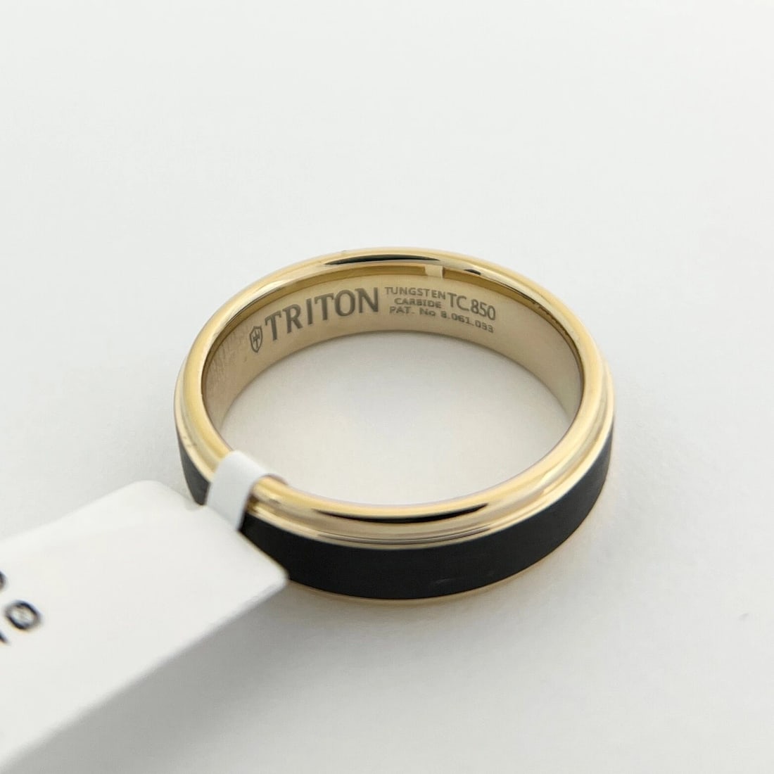 Men's Gold Black Crystalline Wedding Band Ring Tungsten Carbide, Size 10, 6 mm - 8