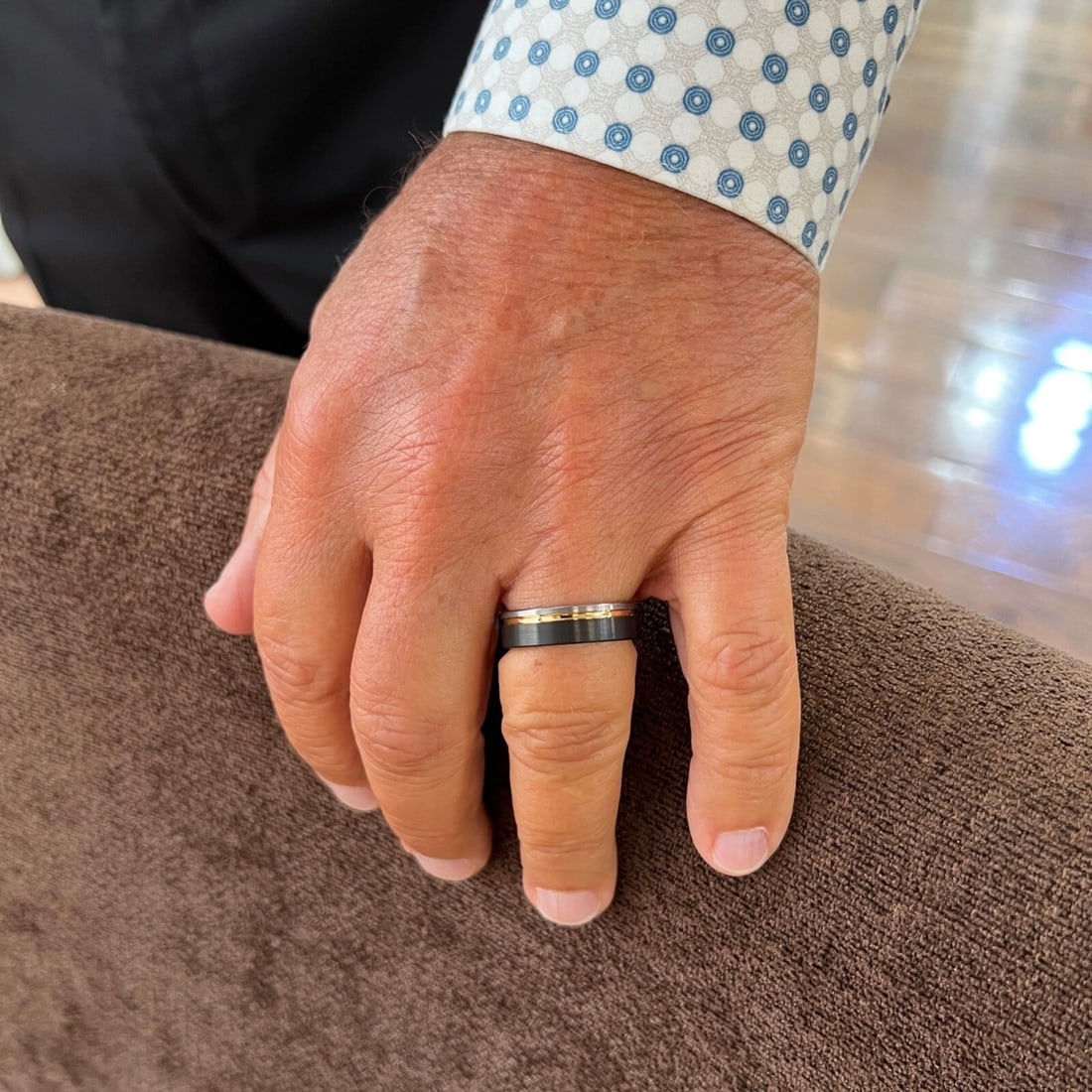 Men's Gray Gold Black Wedding Band Ring Tungsten Carbide, Size 10.5, 6.5 mm - 4