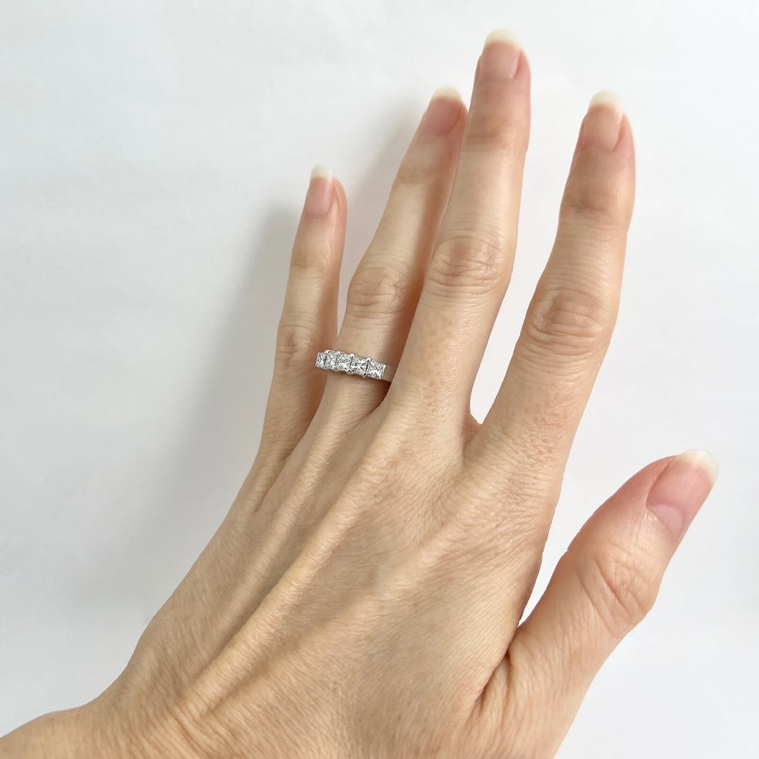 5-Stone Princess Cut Diamond Wedding Band Anniversary Ring 14K White Gold .80 TW - 5