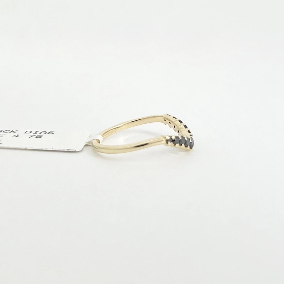 Curved Black Diamond Wedding Band Ring 14K Yellow Gold, Size 4.75, .23 CTW - 7