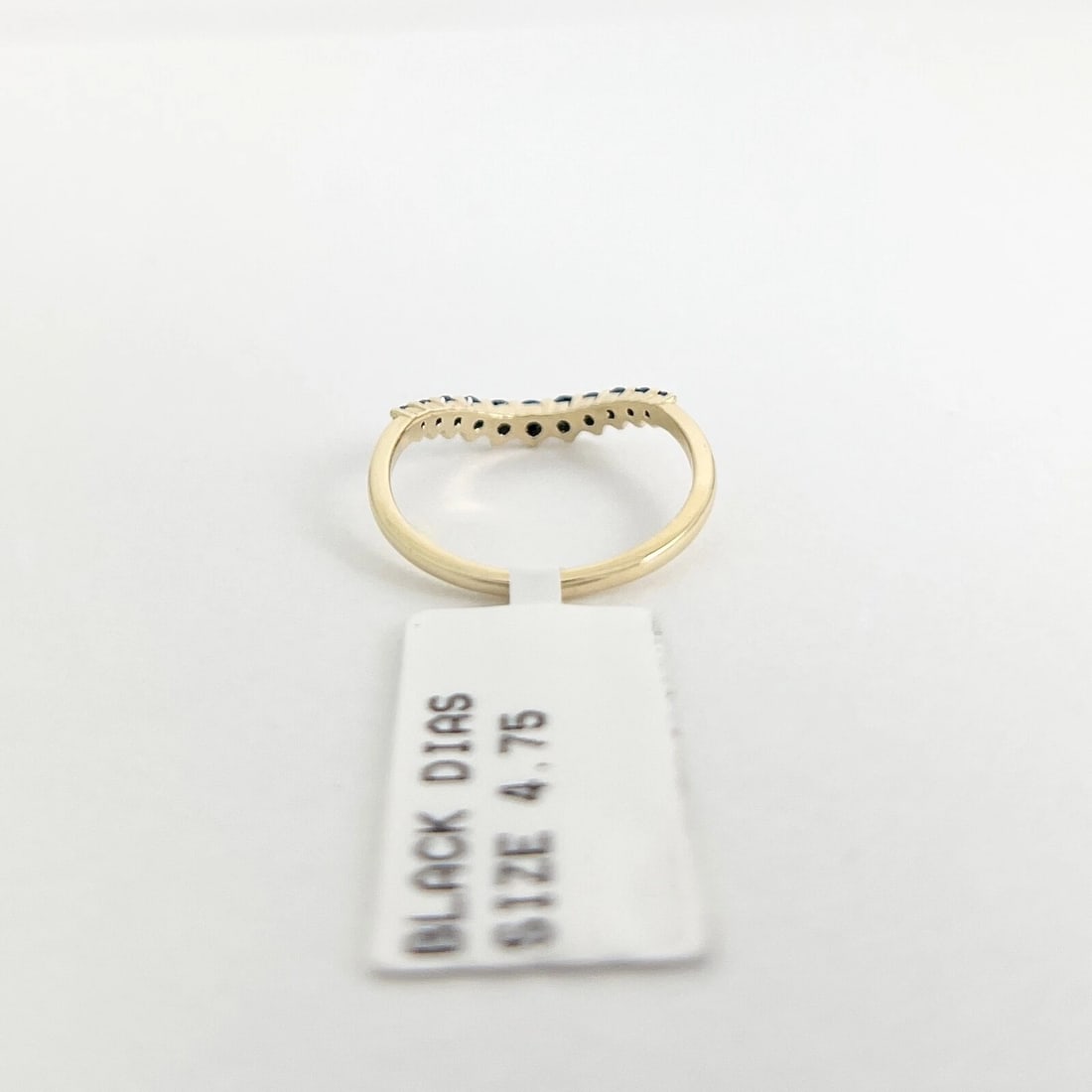 Curved Black Diamond Wedding Band Ring 14K Yellow Gold, Size 4.75, .23 CTW - 8