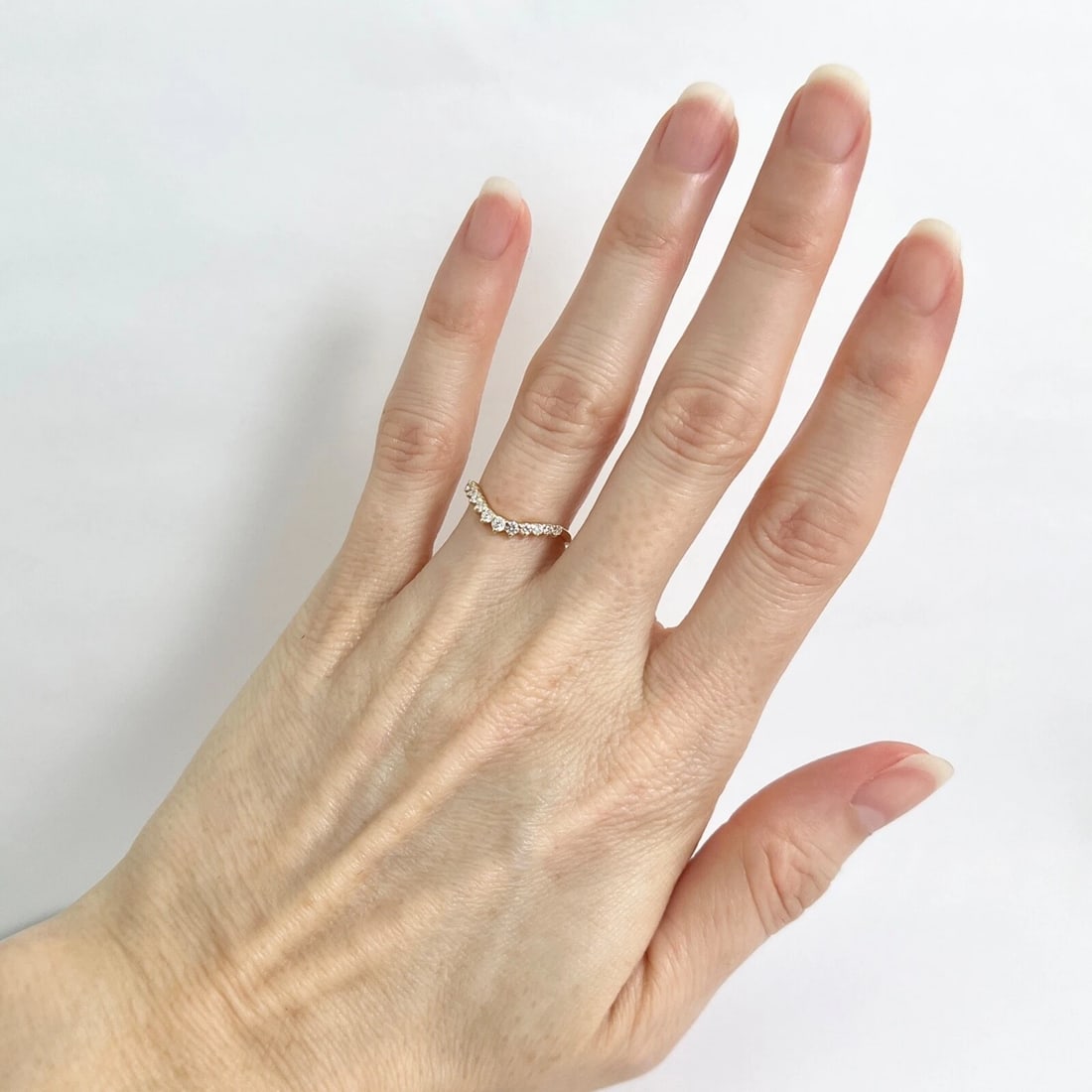 Curved Diamond Wedding Band Ring 14K Yellow Gold, Size 4.75, .20 CTW - 5