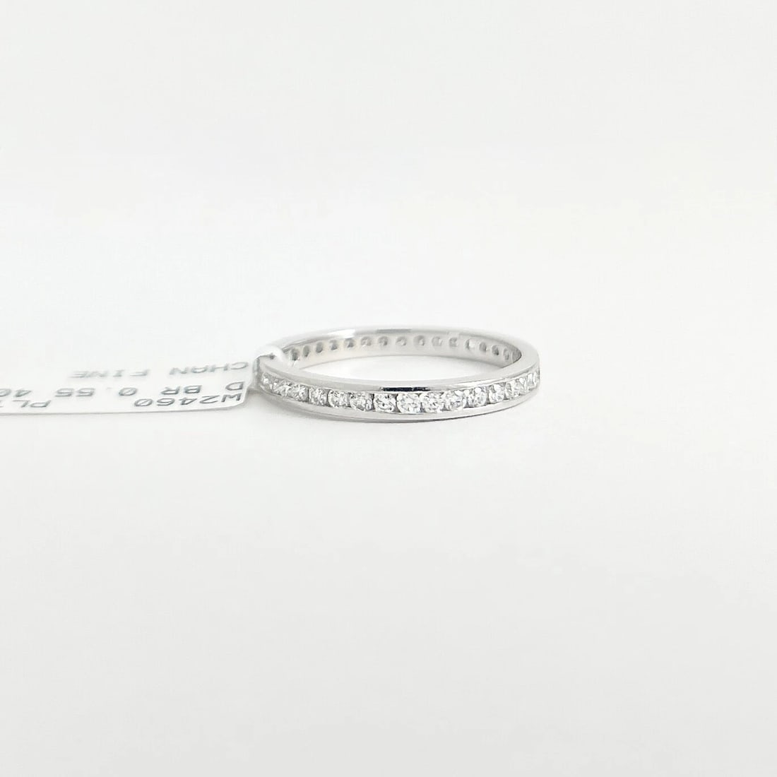 Round Diamond Channel-Set Eternity Ring Wedding Band Platinum, .55 CTW - 8