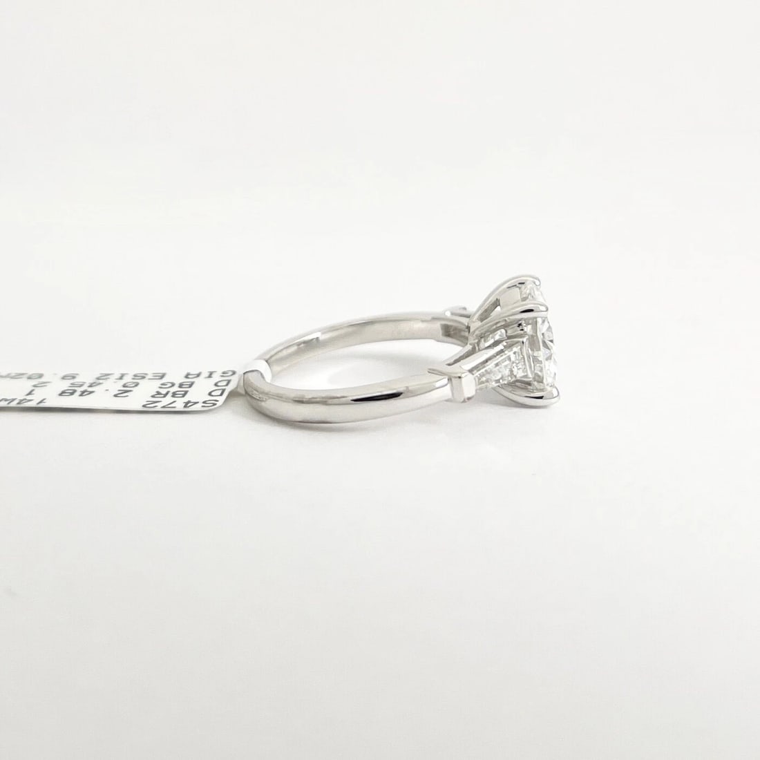 GIA Round Tapered Baguette Diamond Engagement Ring 14K White Gold, 2.93 CTW - 8