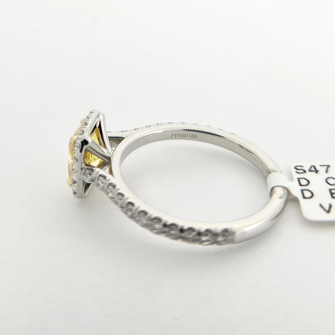 GIA Fancy Vivid Yellow Cushion Halo Diamond Engagement Ring Platinum, 1.55 CTW - 11