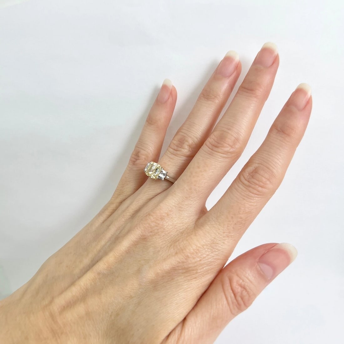 GIA Fancy Yellow Radiant 3-Stone Diamond Engagement Ring Platinum, 2.43 CTW - 6