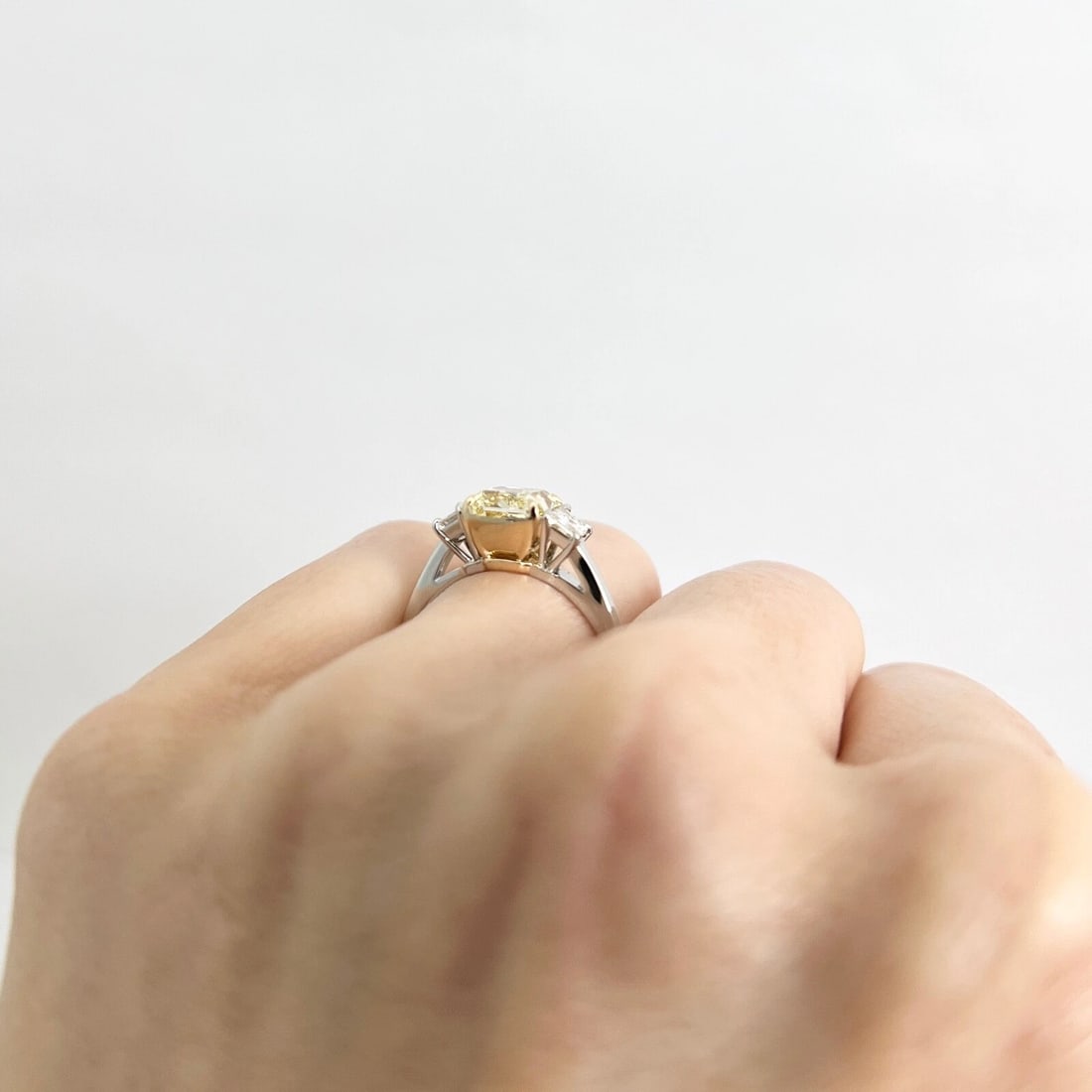 GIA Fancy Yellow Radiant 3-Stone Diamond Engagement Ring Platinum, 2.43 CTW - 7