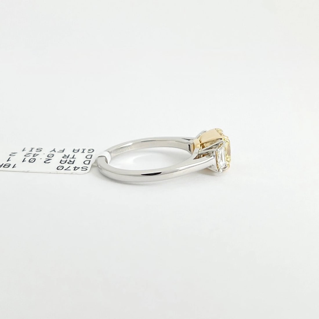 GIA Fancy Yellow Radiant 3-Stone Diamond Engagement Ring Platinum, 2.43 CTW - 8