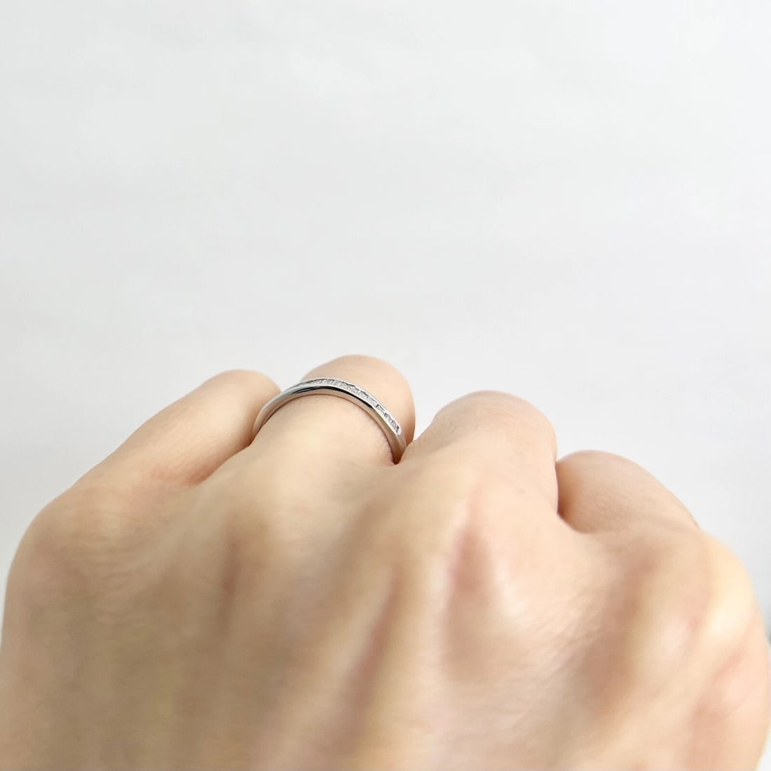 Baguette Diamond Channel-Set Wedding Band Ring 14K White Gold .51 CTW - 6