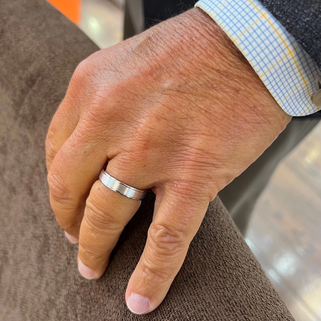 Men's Satin Finish Wedding Band Ring 14K White Gold, Size 10, 5 mm - 3