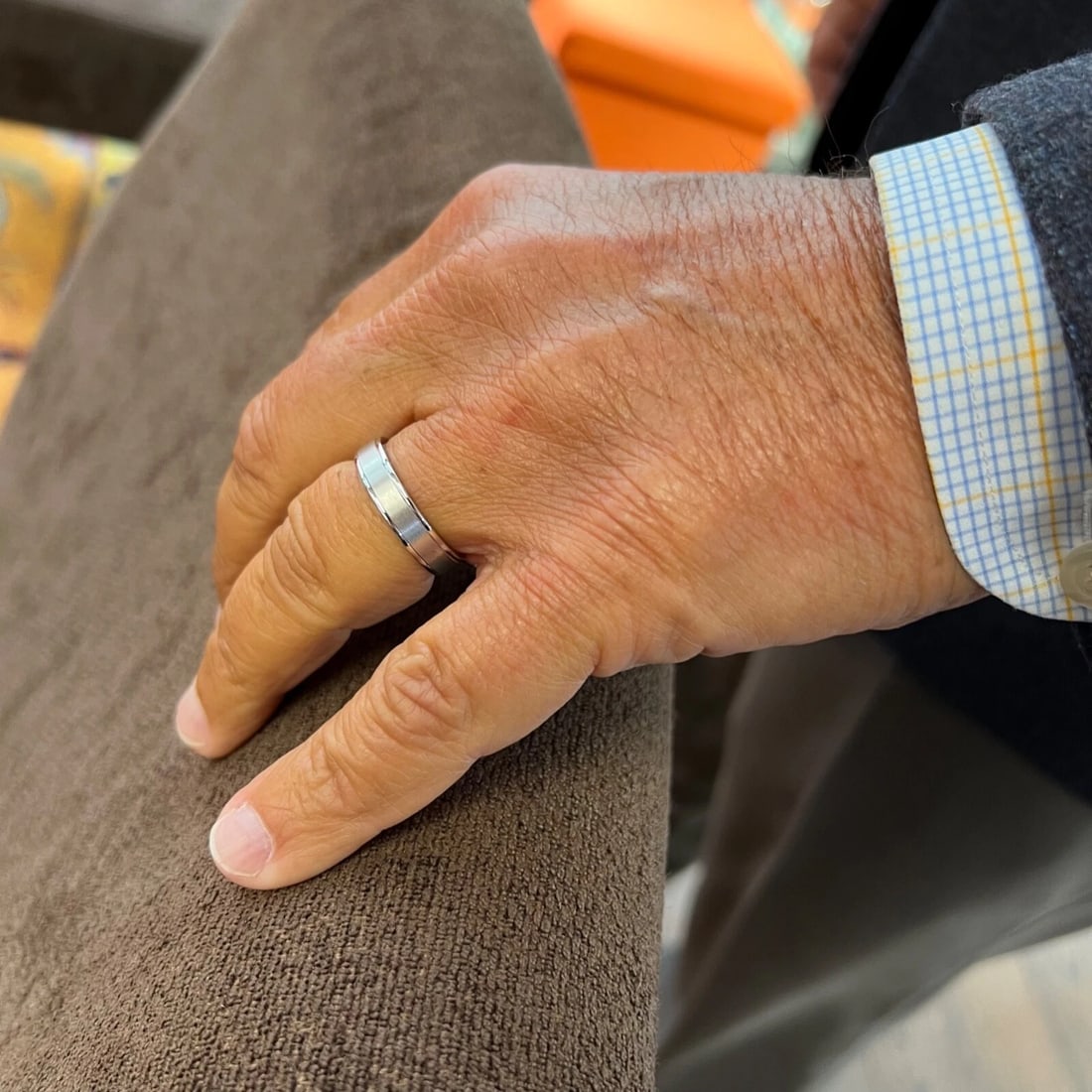 Men's Satin Finish Wedding Band Ring 14K White Gold, Size 10, 5 mm - 4