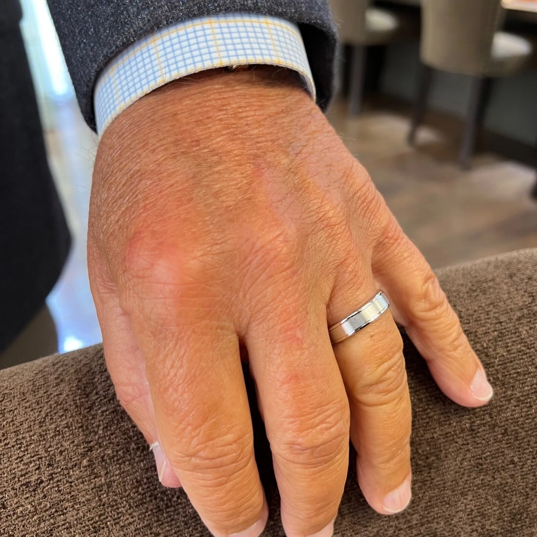 Men's Satin Finish Wedding Band Ring 14K White Gold, Size 10, 5 mm - 6