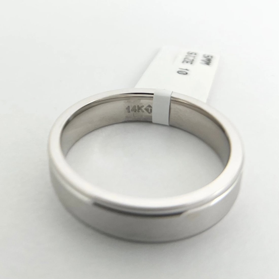 Men's Satin Finish Wedding Band Ring 14K White Gold, Size 10, 5 mm - 8