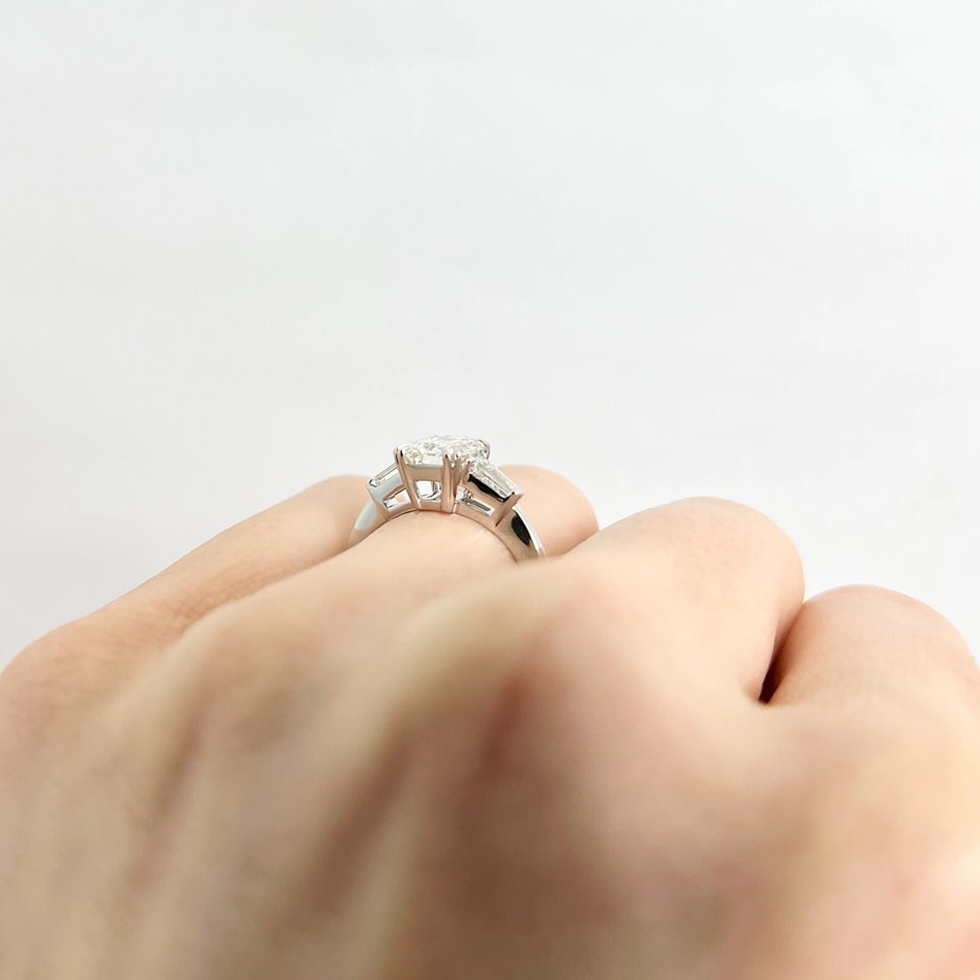 GIA Emerald Cut Baguette Diamond Engagement Ring 14K White Gold, 1.80 CTW - 8