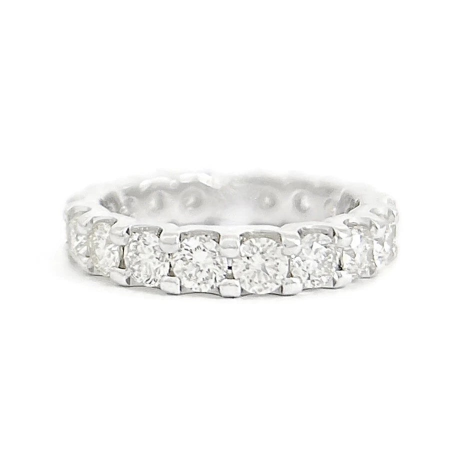 Round Diamond Eternity Ring Wedding Band Anniversary 14K White Gold, 2.38 CTW (1 of 8)