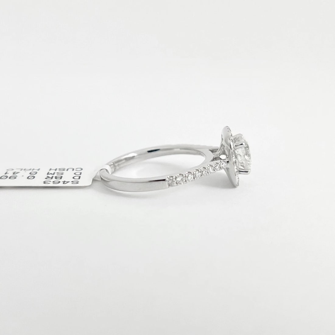 Cushion Halo Round Diamond Engagement Ring 18K White Gold, 1.31 CTW - 9