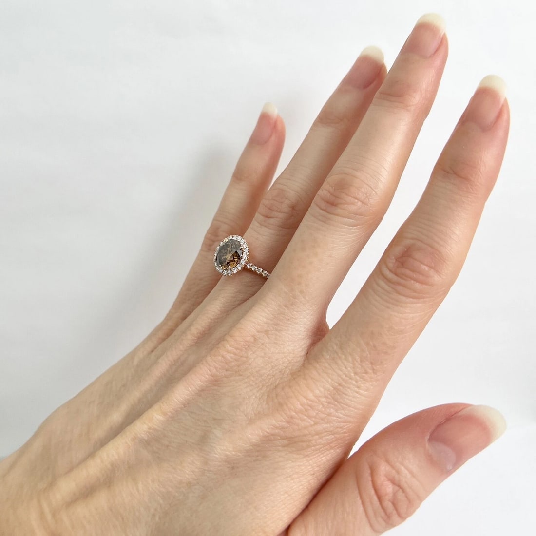 GIA Round Fancy Brown Diamond Halo Engagement Ring 14K Rose Gold 2.47 CTW - 4