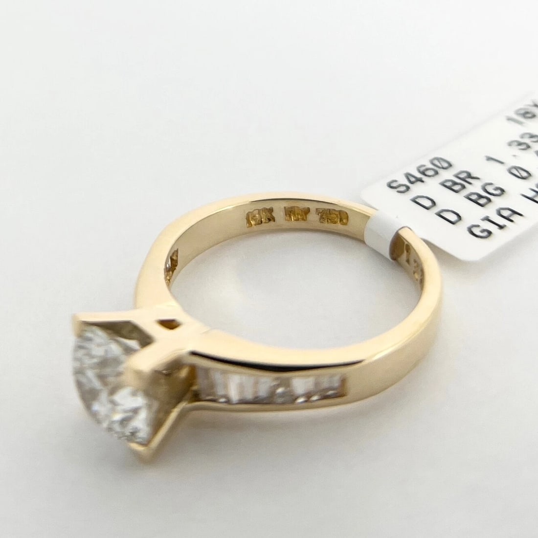 GIA Round Channel-Set Baguette Diamond Engagement Ring 18K Yellow Gold 1.78 CTW - 11