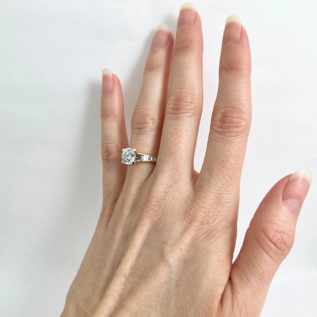 GIA Round Channel-Set Baguette Diamond Engagement Ring 18K Yellow Gold 1.78 CTW - 6