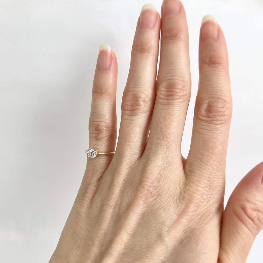 Round Solitaire Diamond 6-Prong Engagement Ring 18K Yellow Gold .36 CT - 3