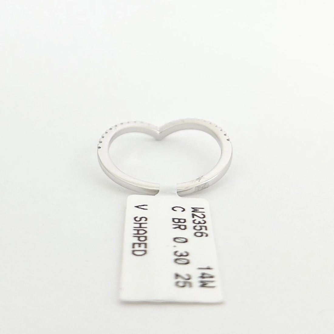 Curved Diamond Chevron V-Shaped Wedding Band Ring 14K White Gold, .30 CTW - 8