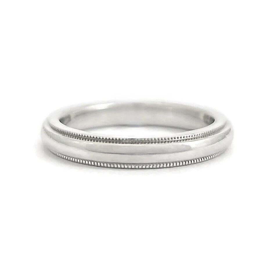 Milgrain Edge Platinum Wedding Band Ring, Size 6, 3 mm - 2