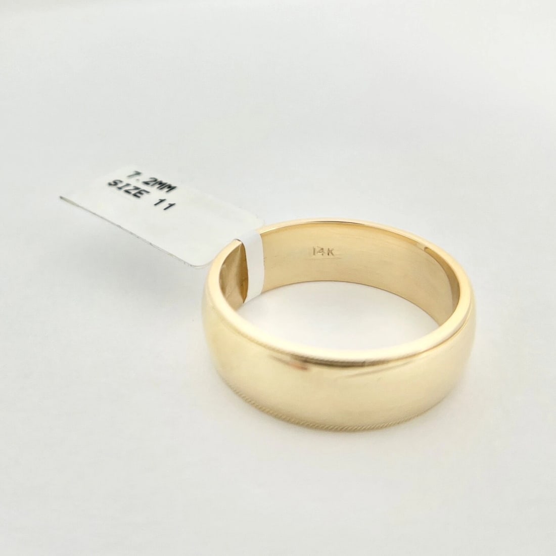 Men's Wide Milgrain Edge Wedding Band Ring 14K Yellow Gold, Size 11, 7.2 mm - 9