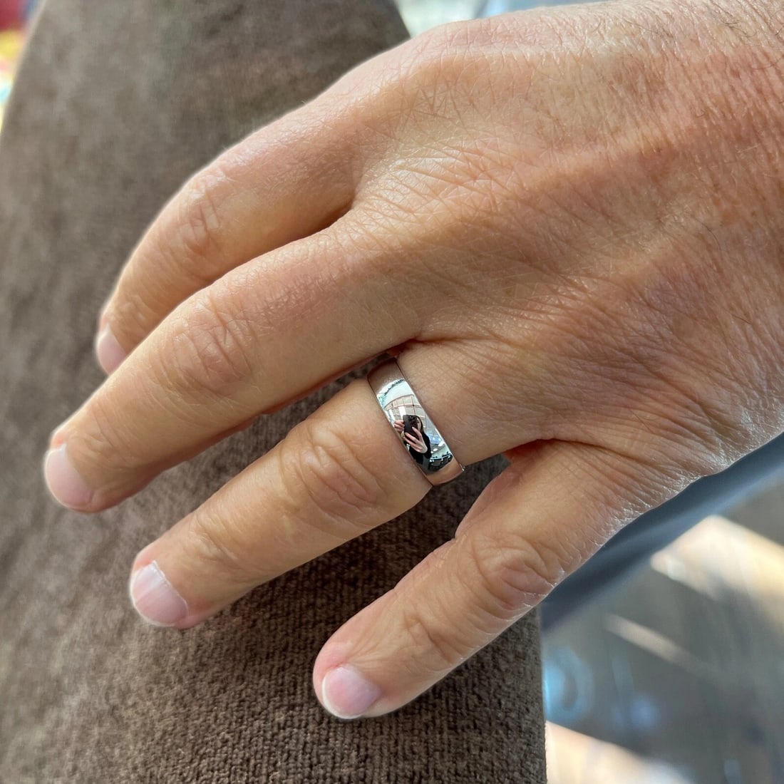 Men's Wide Comfort Fit 14K White Gold Wedding Band Ring, Size 10, 7 mm - 4