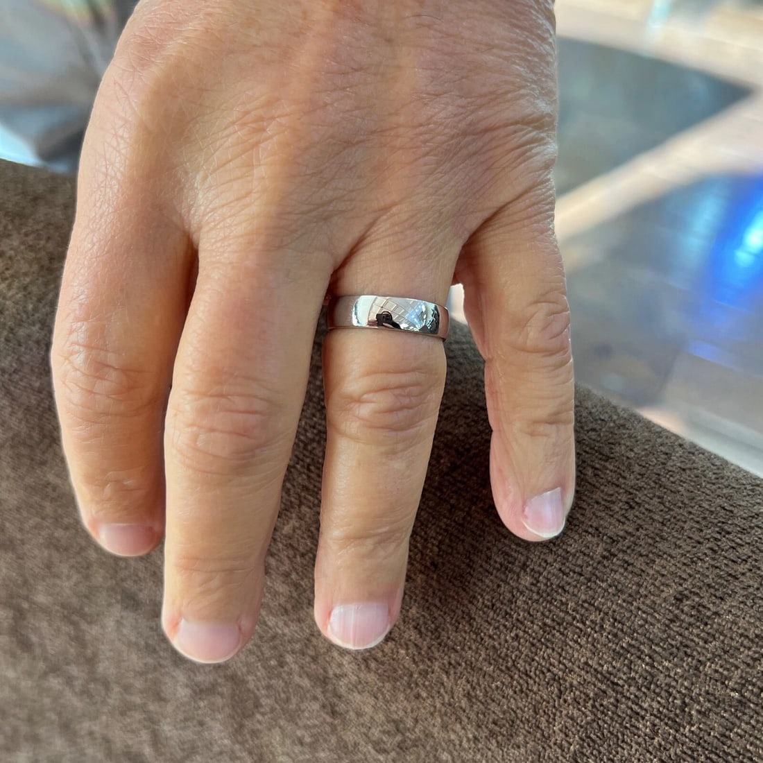 Men's Wide Comfort Fit 14K White Gold Wedding Band Ring, Size 10, 7 mm - 6