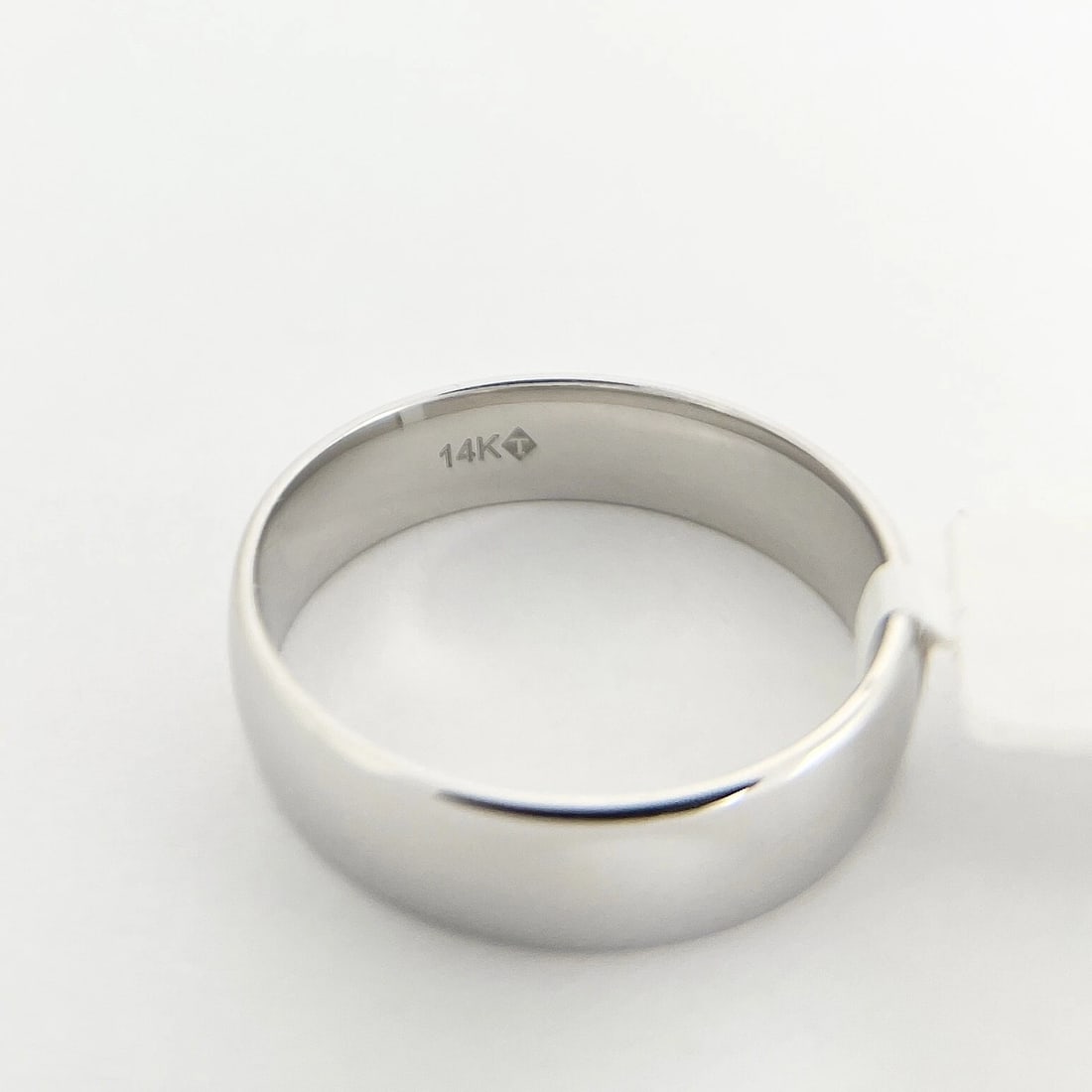 Men's Wide Comfort Fit 14K White Gold Wedding Band Ring, Size 10, 7 mm - 8